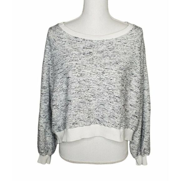 Storia Black White Cropped Boxy Marled Sweater - Picture 1 of 4